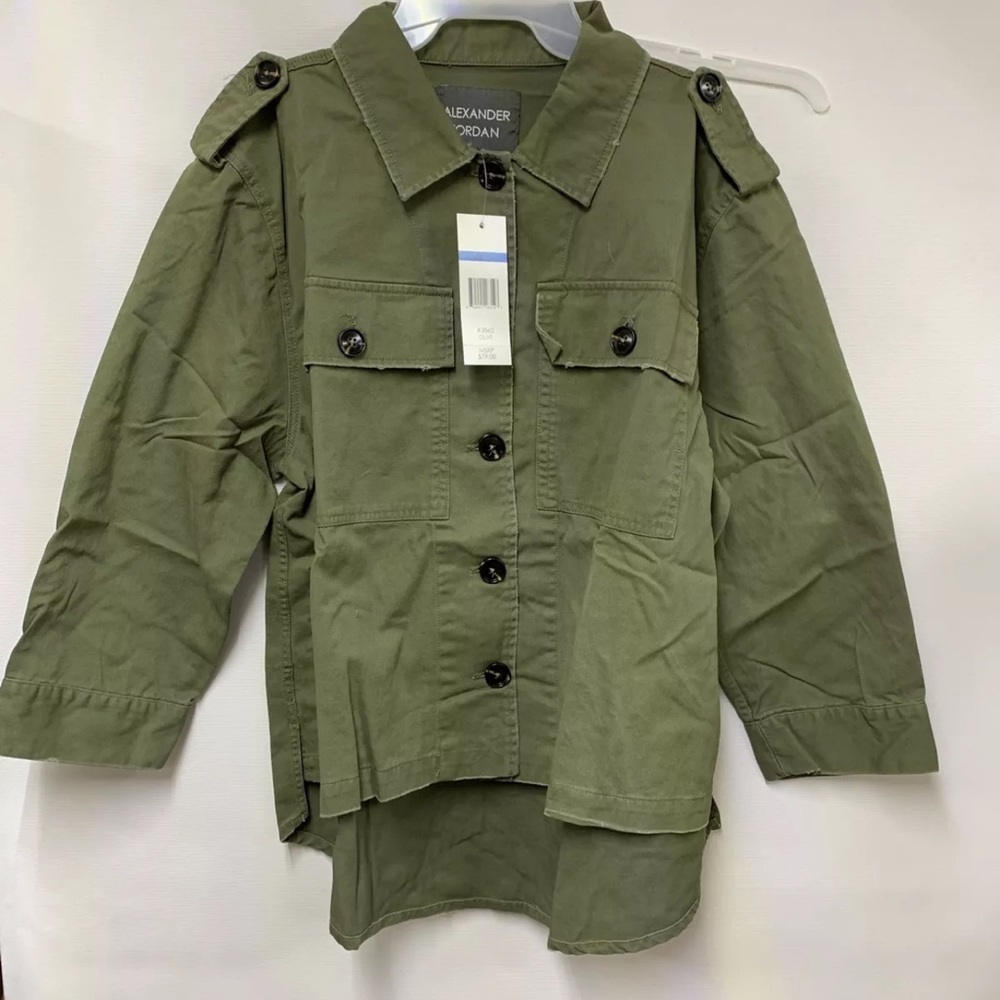 Alexander Jordan Women's Lightly Frayed Hem Utility Jacket MSRP$79 Size M New - Picture 2 of 8